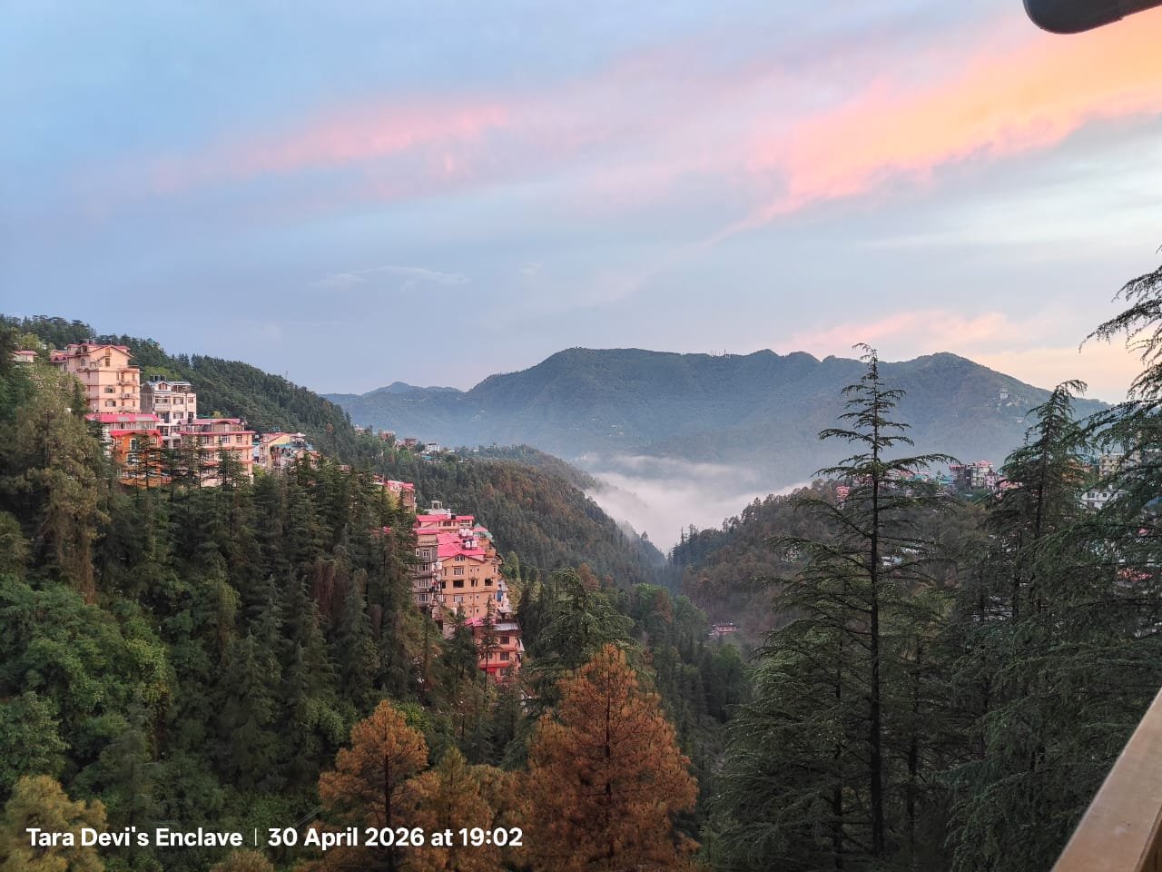 Scenic Shimla valley and mountain view from Tara Devis Enclave
